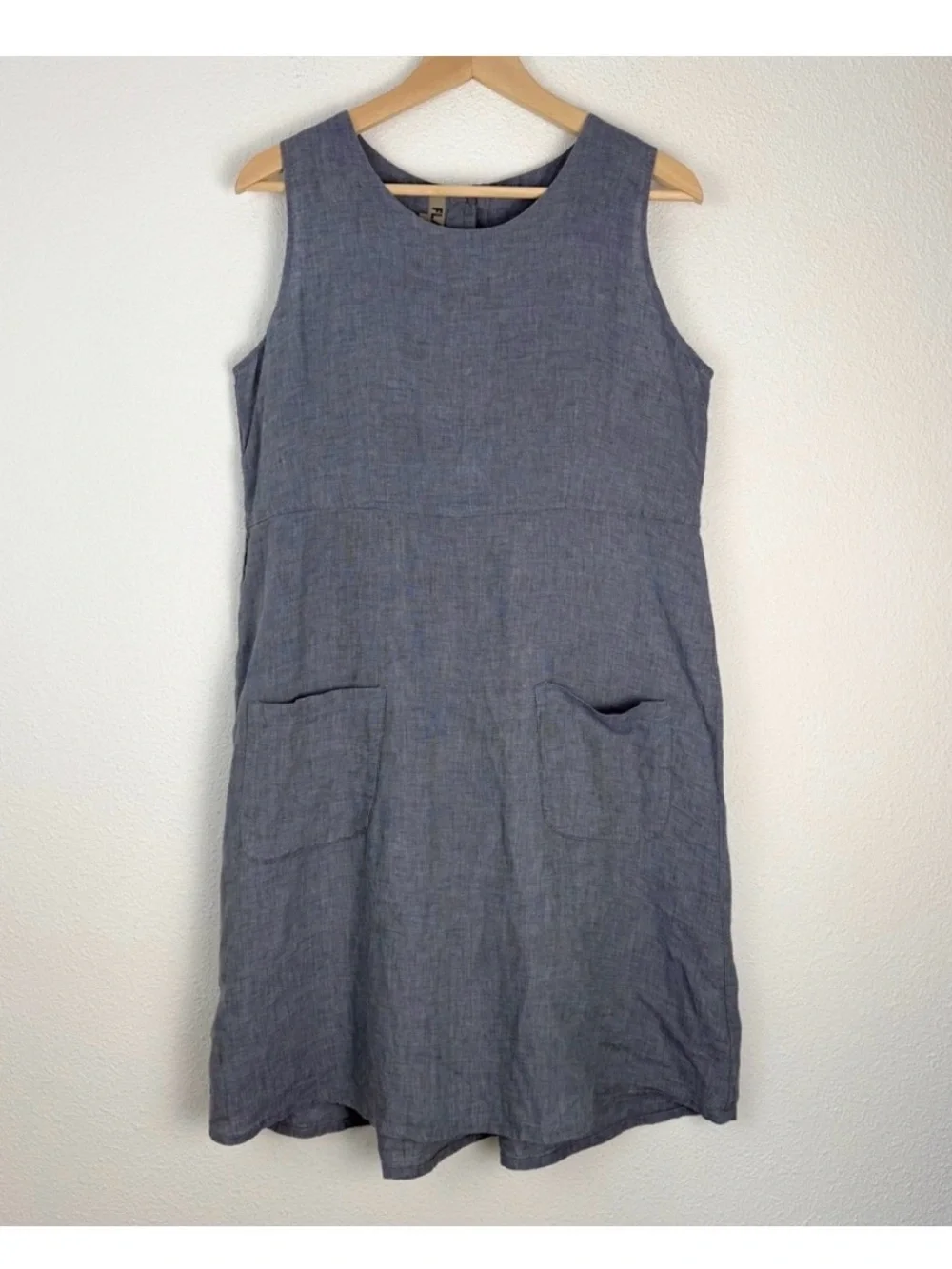 Flax 100% Linen Tank Sleeveless Dress Lagenlook Small - Picture 3 of 5